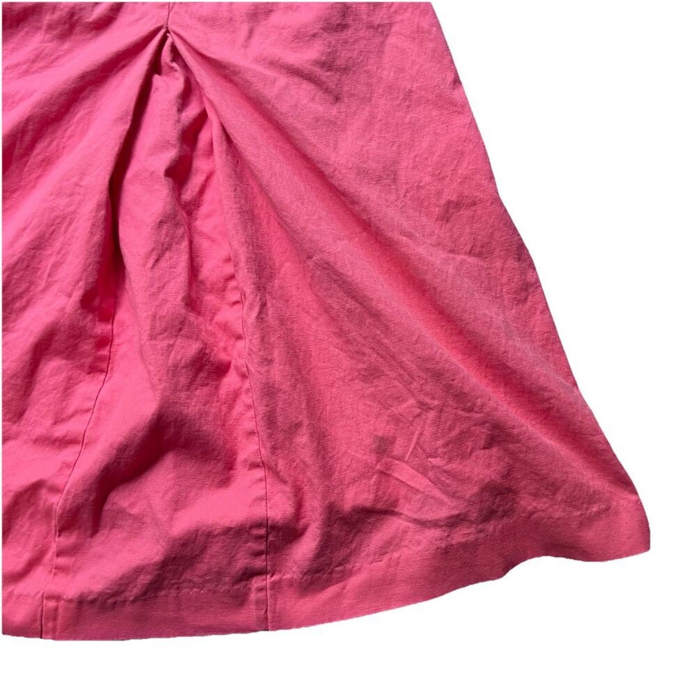 LL Bean Freeport Maine Button Front Sleeveless Pleated Dress Salmon Size 12P - Picture 3 of 13